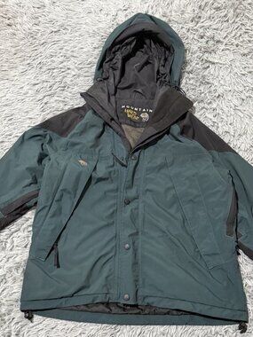 Mountain Hardwear Conduit Hooded Shell Jacket Mens M Teal Waterproof